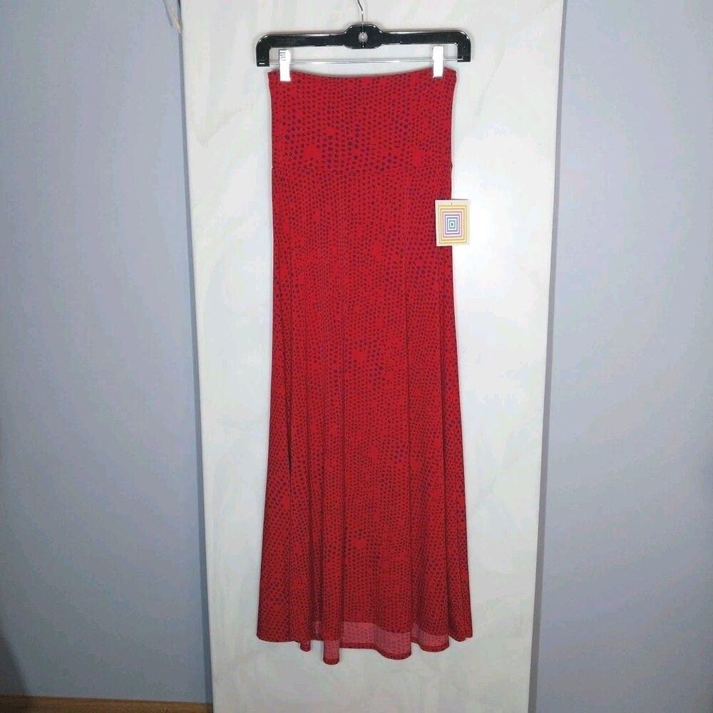 NWT Lularoe XXS Red Black Polka Dot Maxi Skirt Strapless Dress Stretch Boho